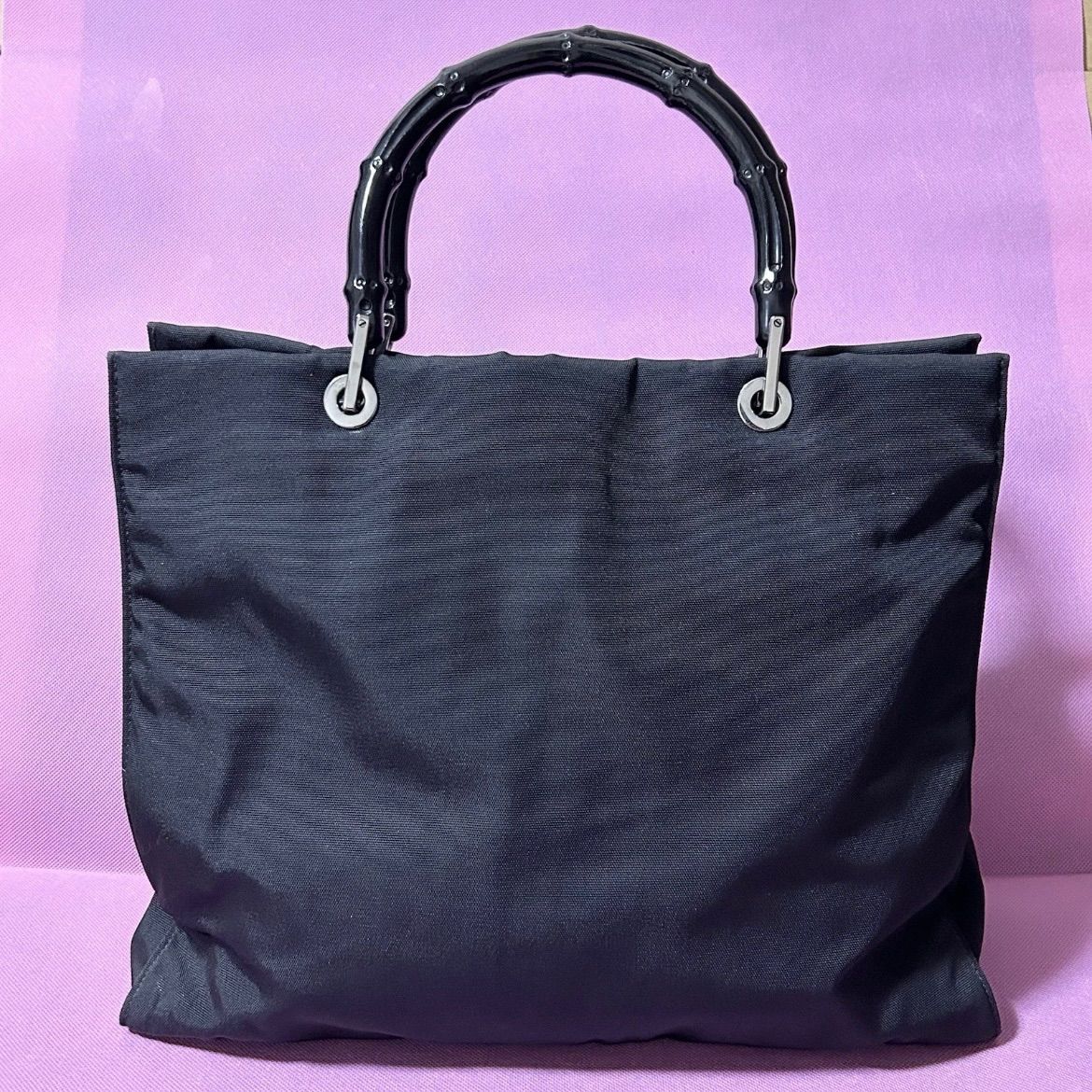 GUCCI ナイロン ハンドバッグ バンブー 002・1010・3444 ブラック  