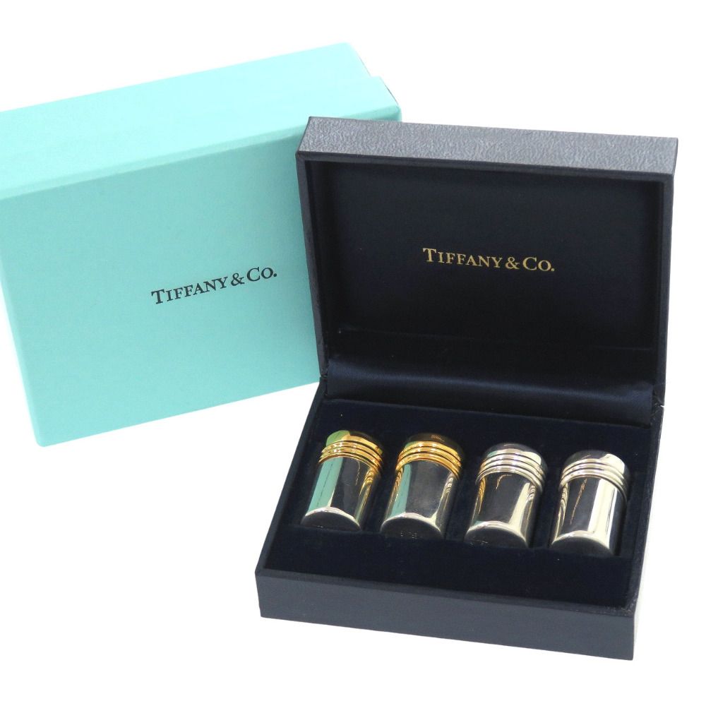 美品 ティファニー スパイスケースセット 調味料入れ ソルト&ペッパー シルバー925 ゴールド シルバー 0076 TIFFANY&Co.