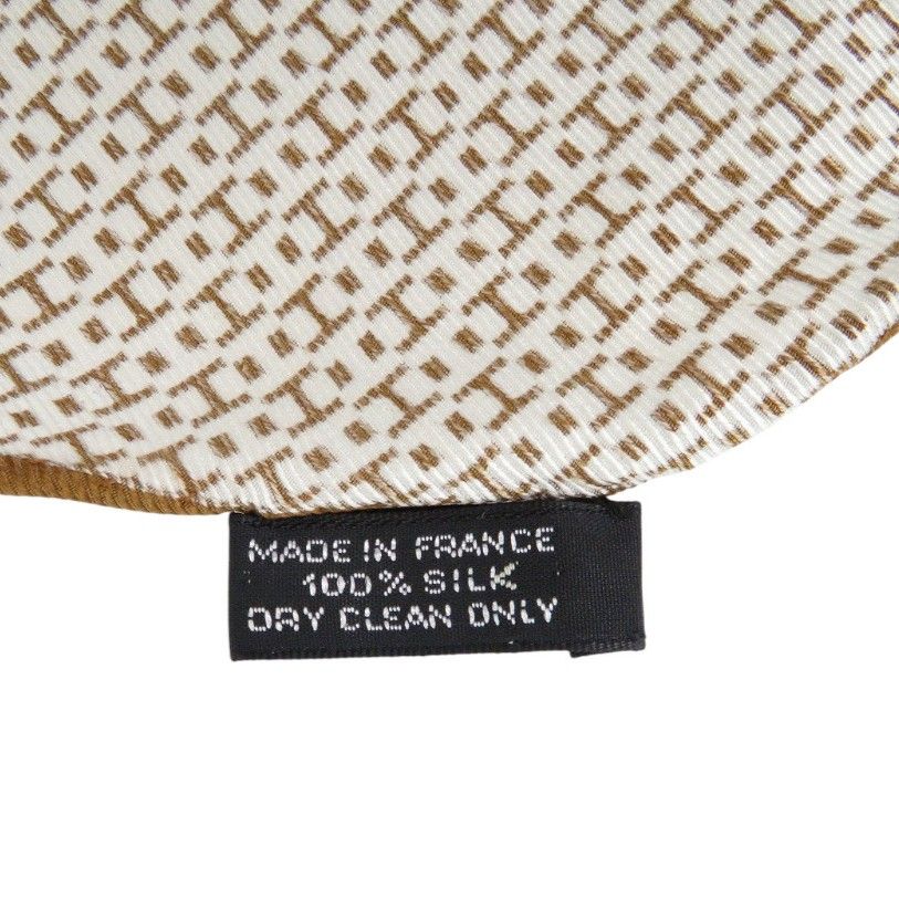 ★良品 HERMES ロザンジュ Hロゴ シルク 美品 エルメス ロサンジュPM Hロゴ柄 シルク ブラウン スカーフ 0829