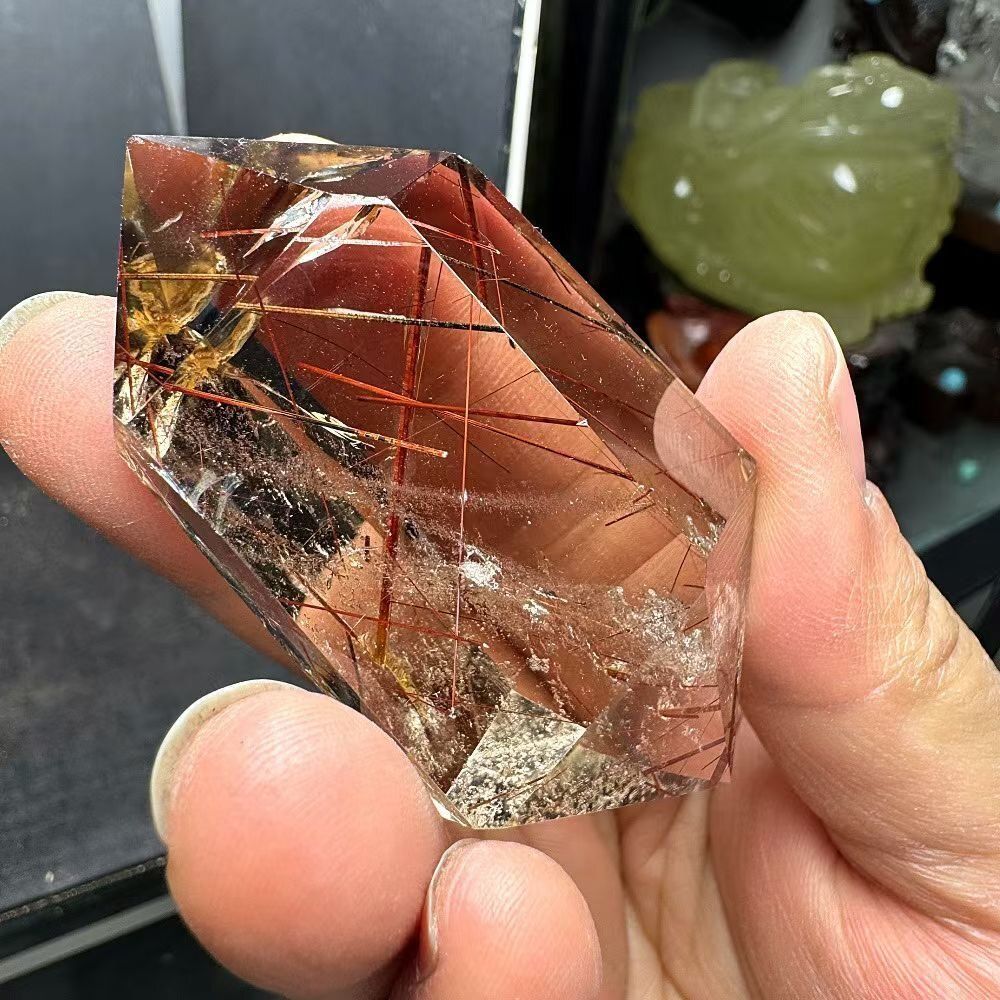 AAAAAAAAAA級天然ゴールドルチルクォーツ六角柱0109/YS/10605/228C