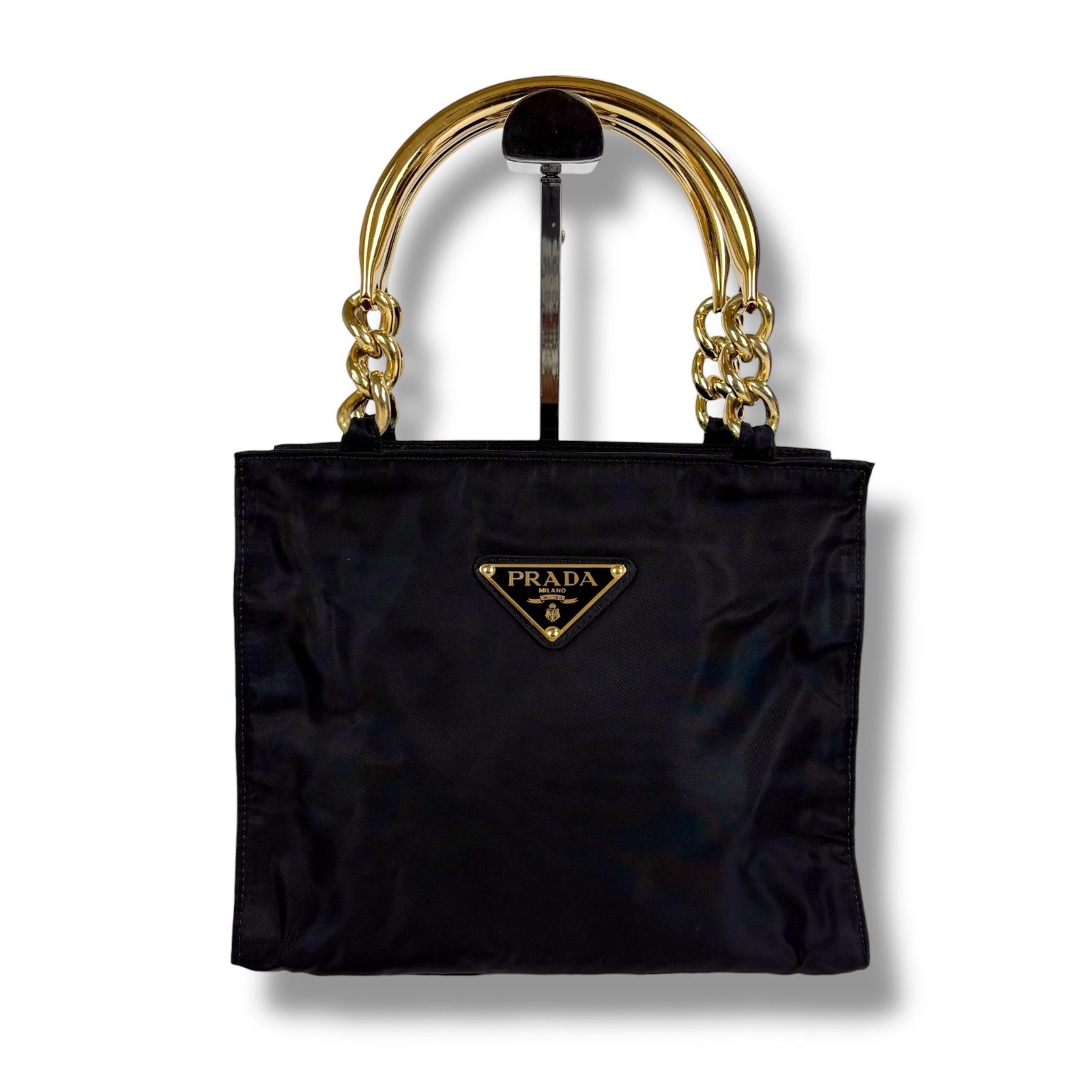 プラダ PRADA トライアングルロゴ トップハンドルバッグ ゴールド金具 