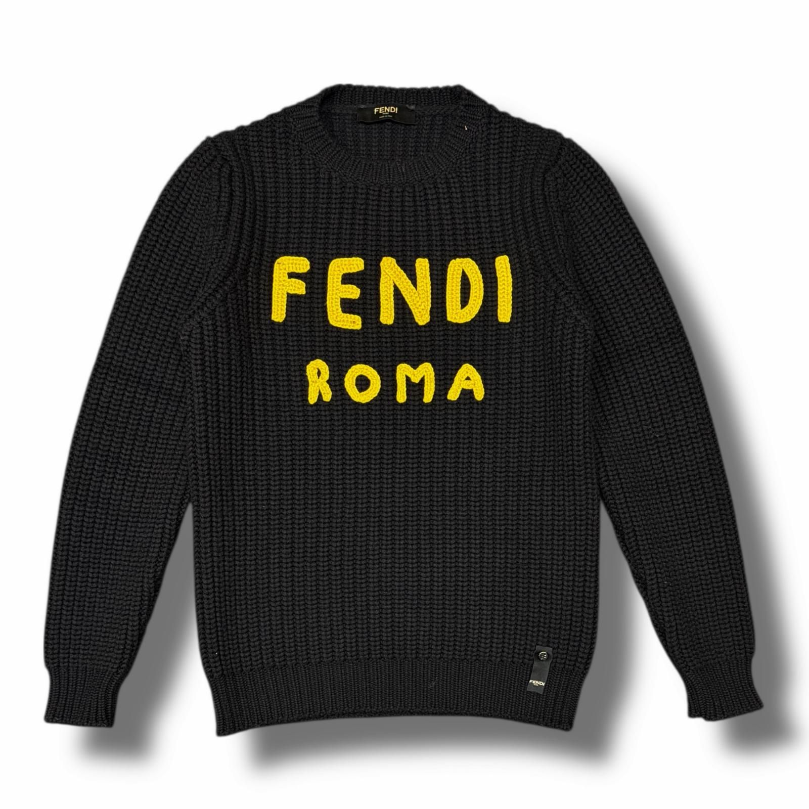 国内正規 FENDI Embroidered Roma Logo Wool Knit Sweater ロゴ刺繍