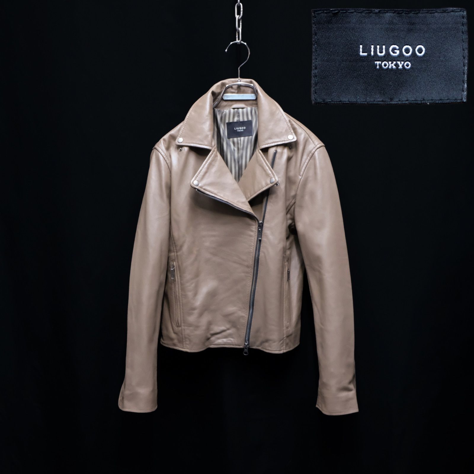 LIUGOO TOKYO プレミアムシープレザー ダブルライダースジャケット 短 