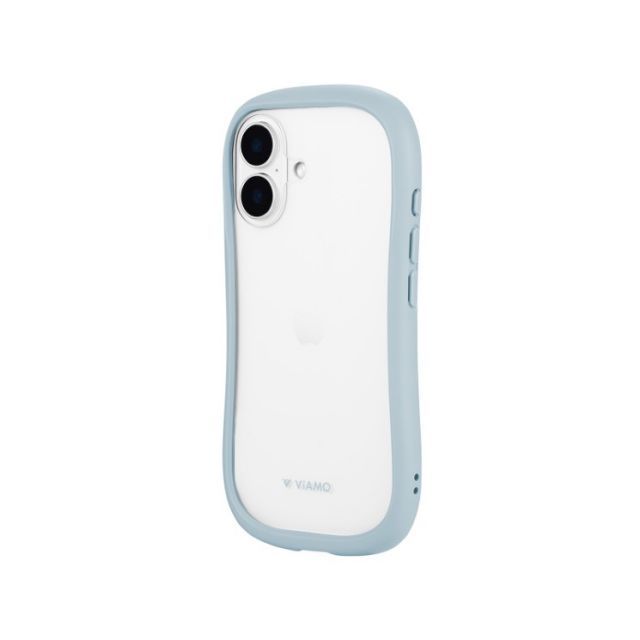 iPhone16 ケース クリア 透明 ライト ブルー ストラップホルダー 付 耐衝撃  無地 保護 スマホ カバー シンプル ラウンド フォルム くびれ iPhone 2024 6.1inch     【ゆうパケットにて発送】【10日以内発送】