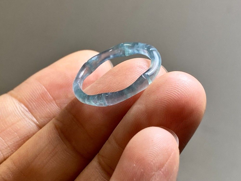 L15-225 ピンキーリング 高氷種 竹節 水色 13.0号 グアテマラ産 A貨 本