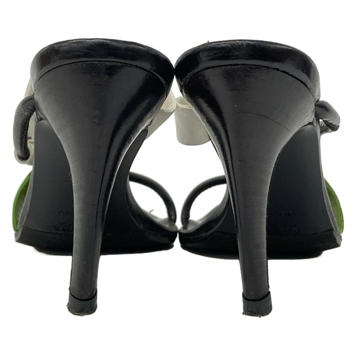 『PRADA』プラダ (35) レザー ヒールサンダル PRADA(プラダ) サンダル 35 1/2 レディース美品 - 白×イエローグリーン