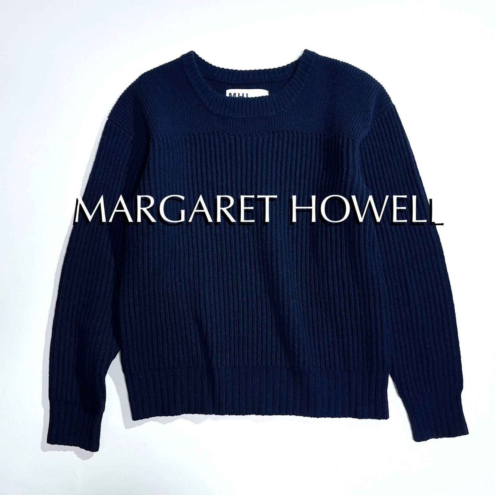cY03 MARGARET HOWELL ウール 毛 ニット クルーネック プルオーバー