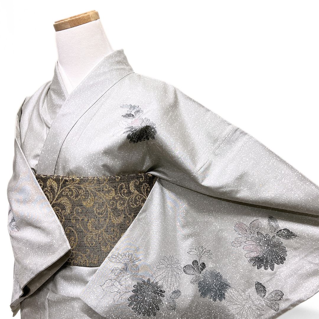 染め大島紬 付け下げ のり散らし 菊花 紋無し 着物 013b d ms - メルカリ