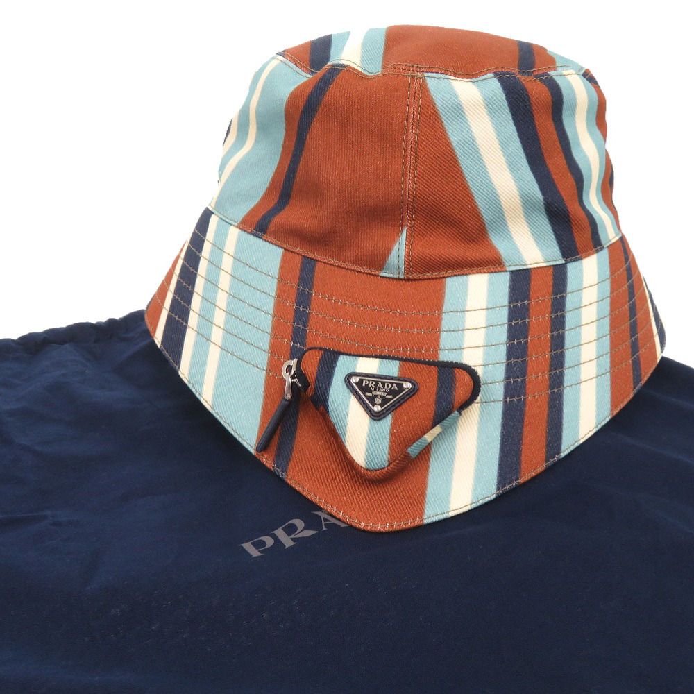 新品同様 プラダ トライアングルロゴ ストライプ サイズXL コットン