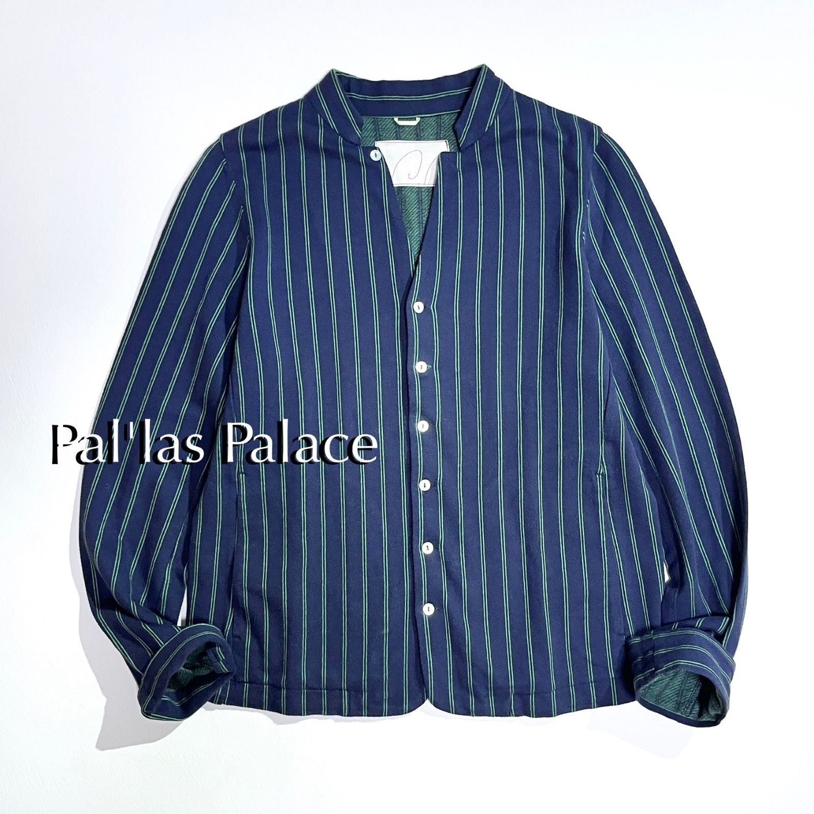 パラスパレス シャツ サイズ3 cY16 Pal'las Palace スキッパーシャツ ストライプ ポケット バンド