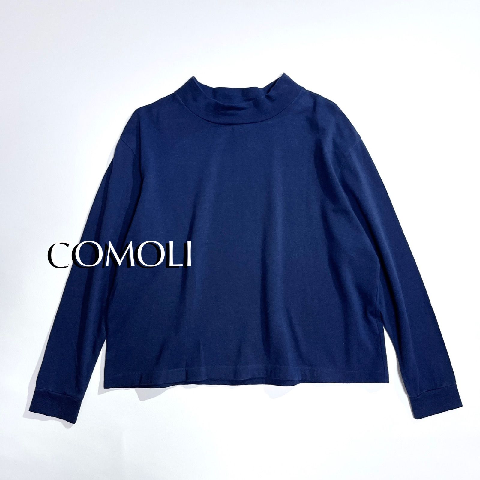 kY04 COMOLI ハイカット モックネック 裏起毛 カットソー 綿 コットン 