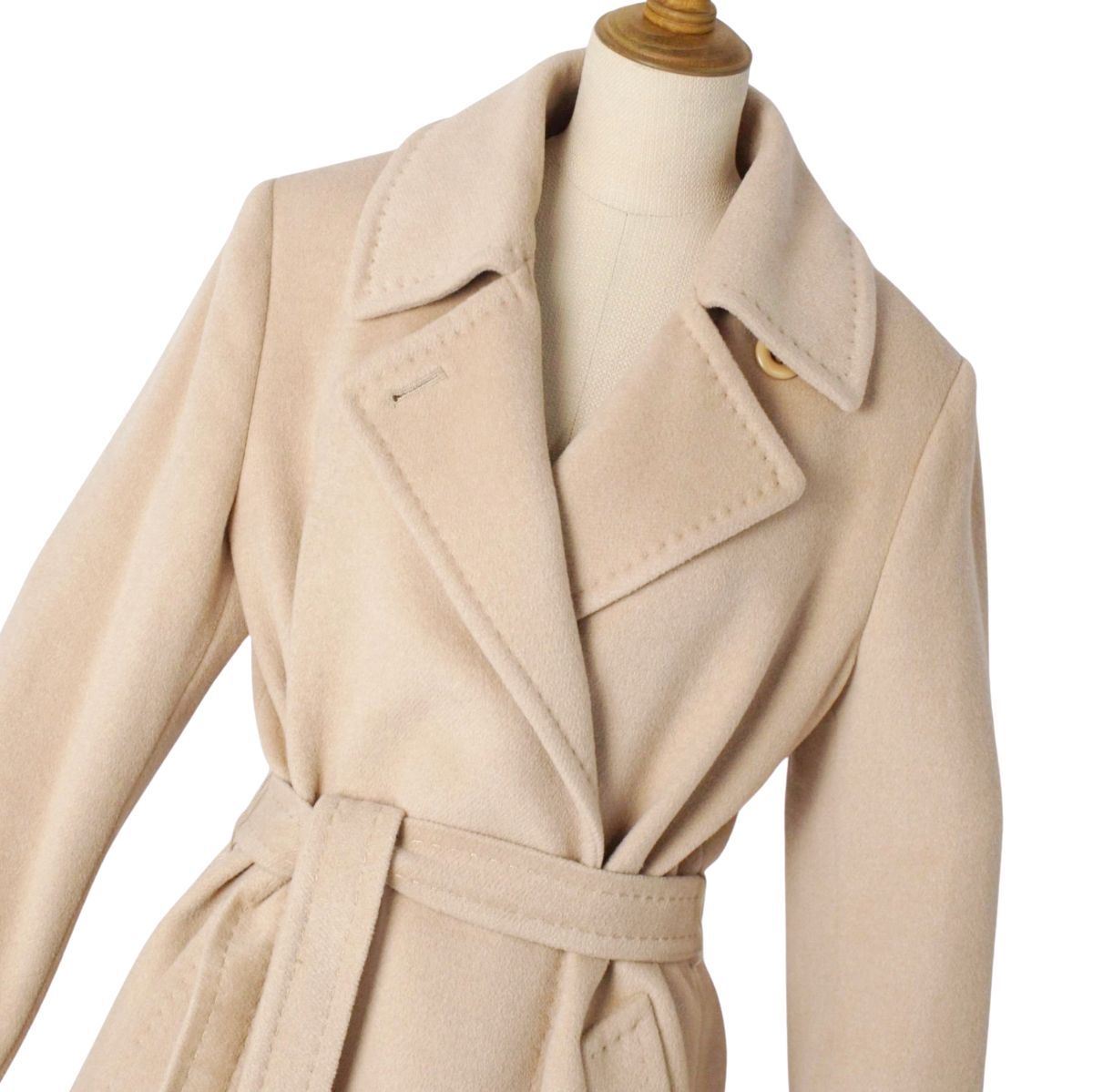 【極美品☆高級】マックスマーラ ロングコート ダブル ベルト ベージュ XXL 極美品 マックスマーラ Max Mara STUDIO ベルト付き ロングコート