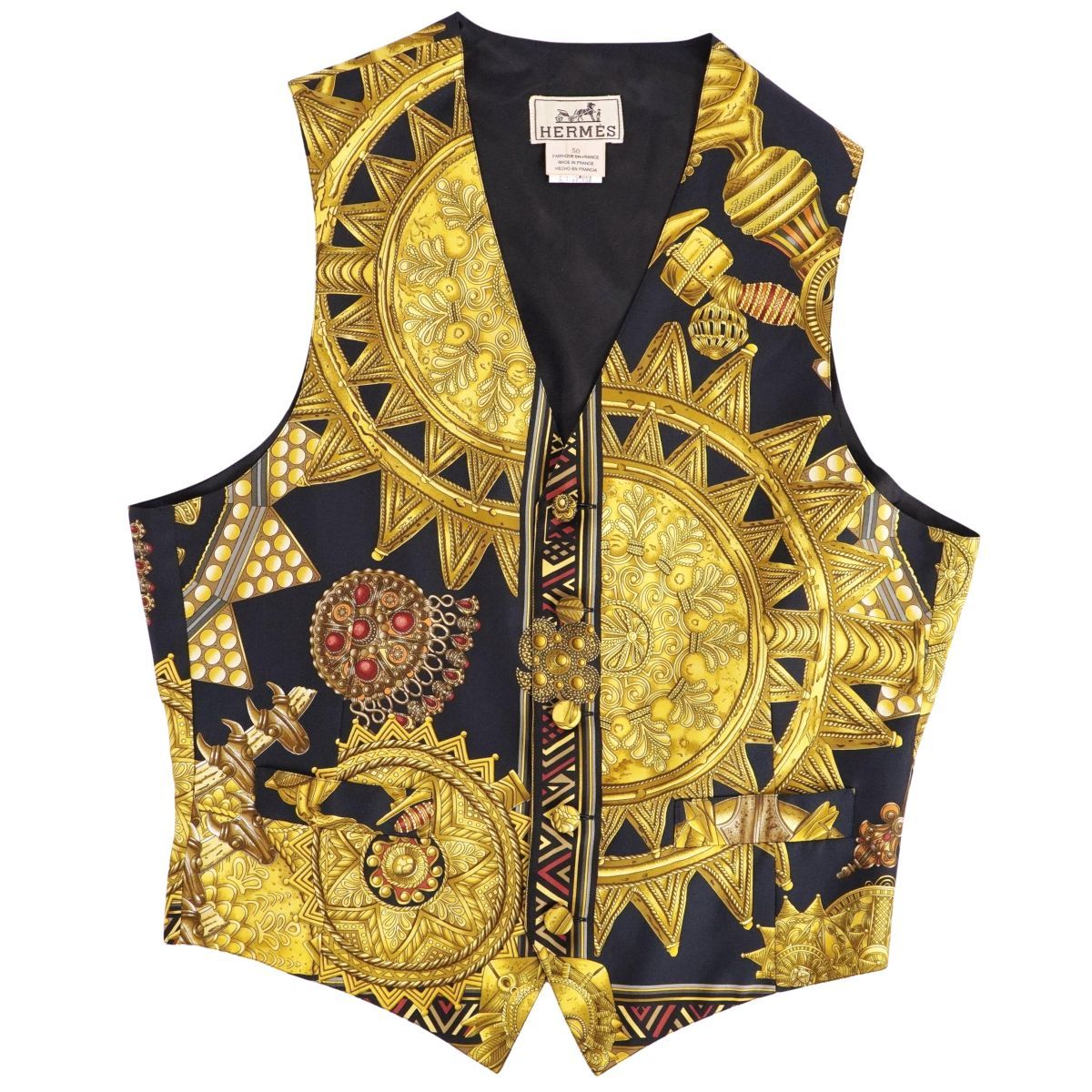 美品 Vintage エルメス HERMES ベスト ジレ 総柄 シルク100％ - メルカリ