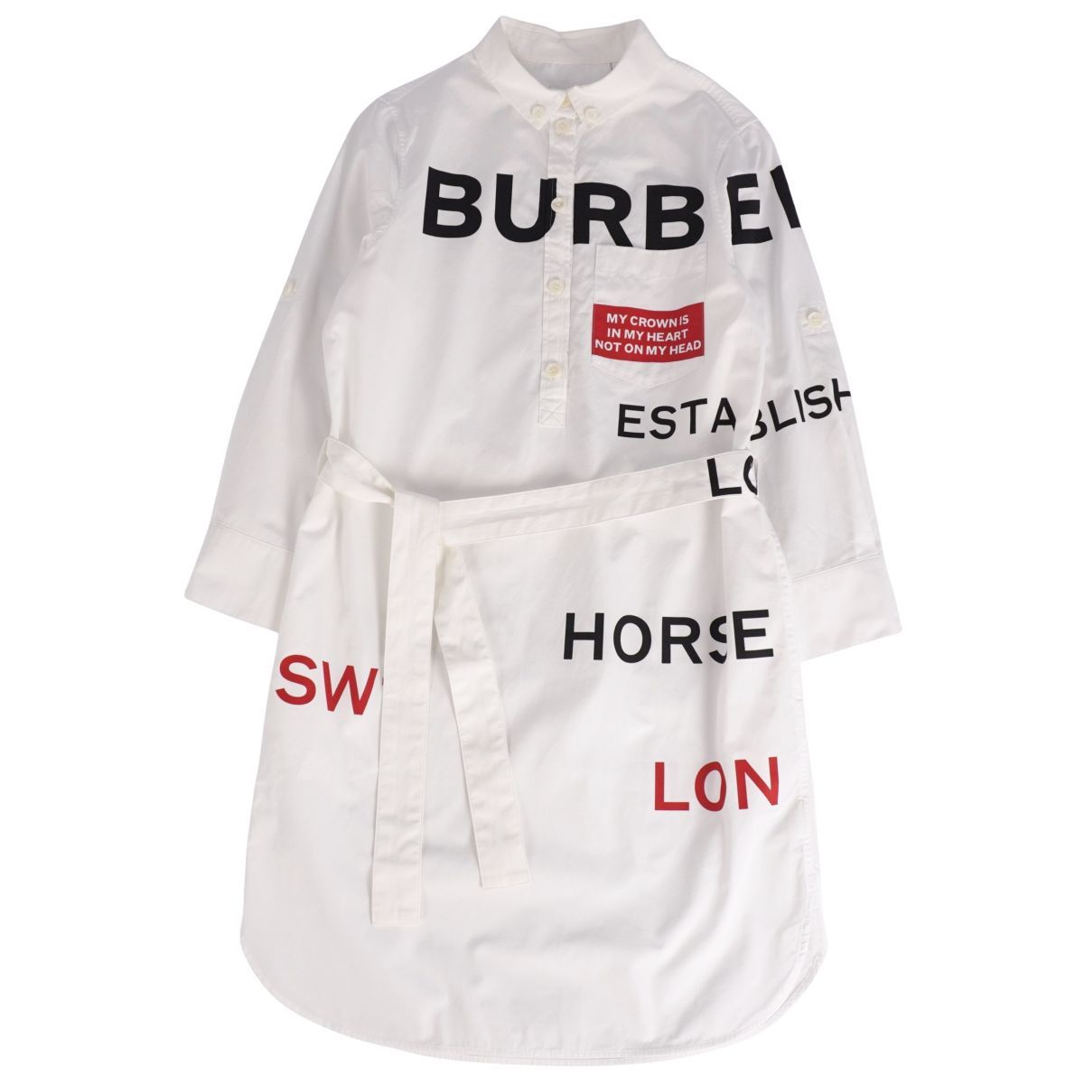 美品 バーバリー BURBERRY ワンピース ベルト付き シャツワンピース ロ 