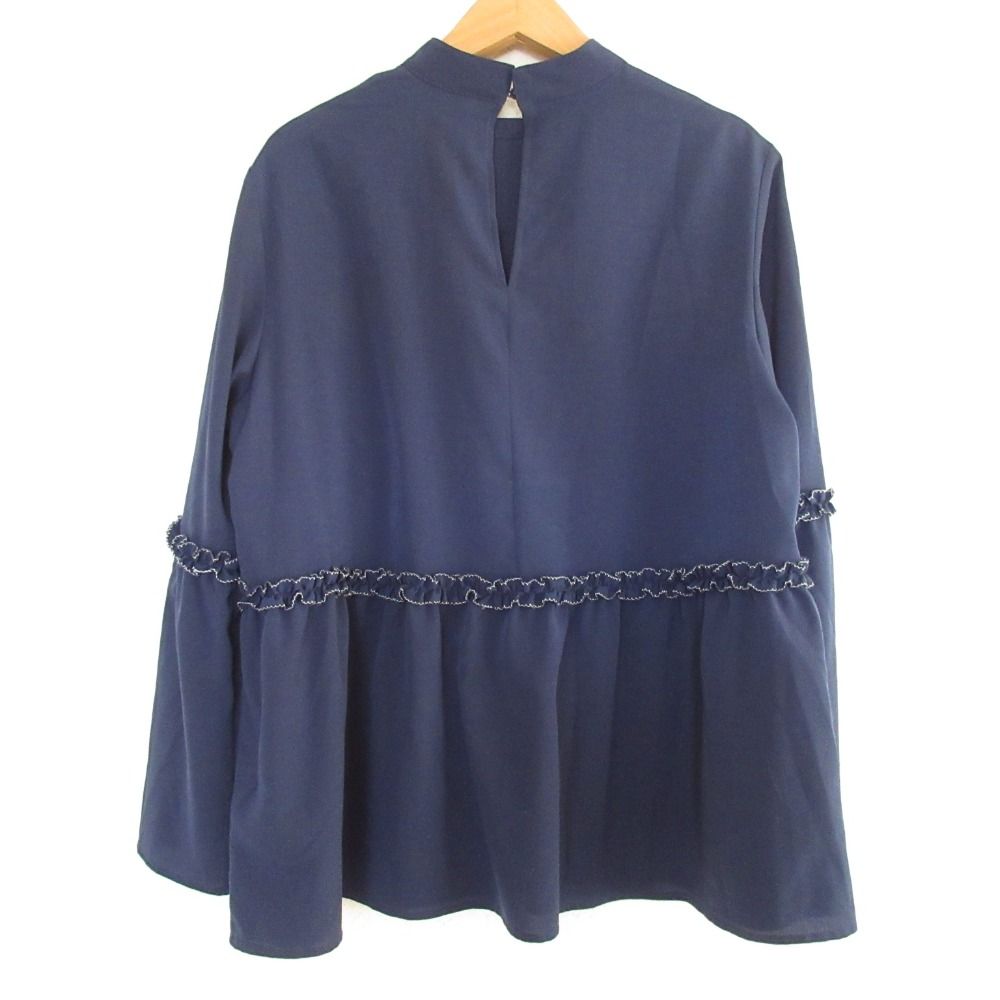 美品 PS Paul Smith ポールスミス フリルブラウス サイズ40 ネイビー 