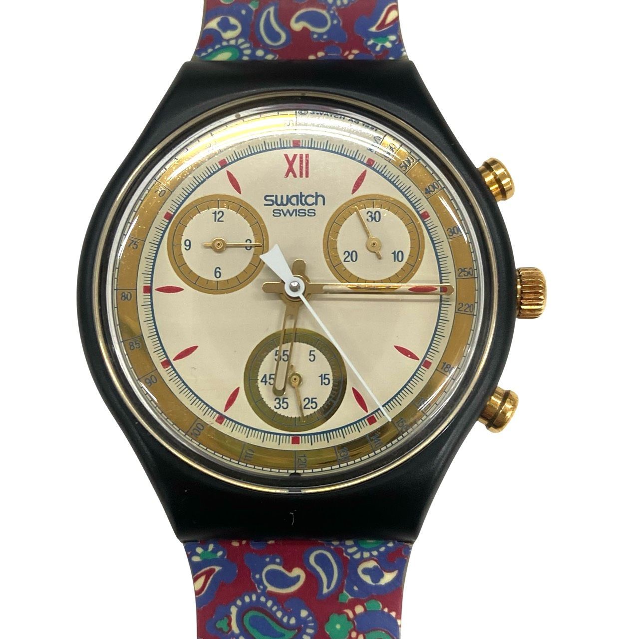 美品】Swatch スウォッチ AWARD アワード クロノグラフ ペイズリー 