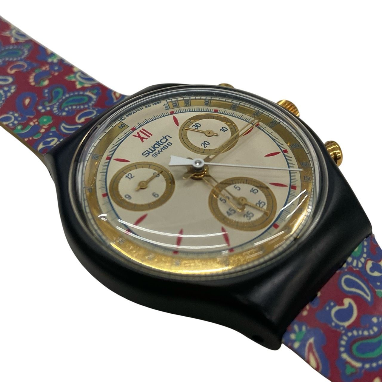 美品】Swatch スウォッチ AWARD アワード クロノグラフ ペイズリー 