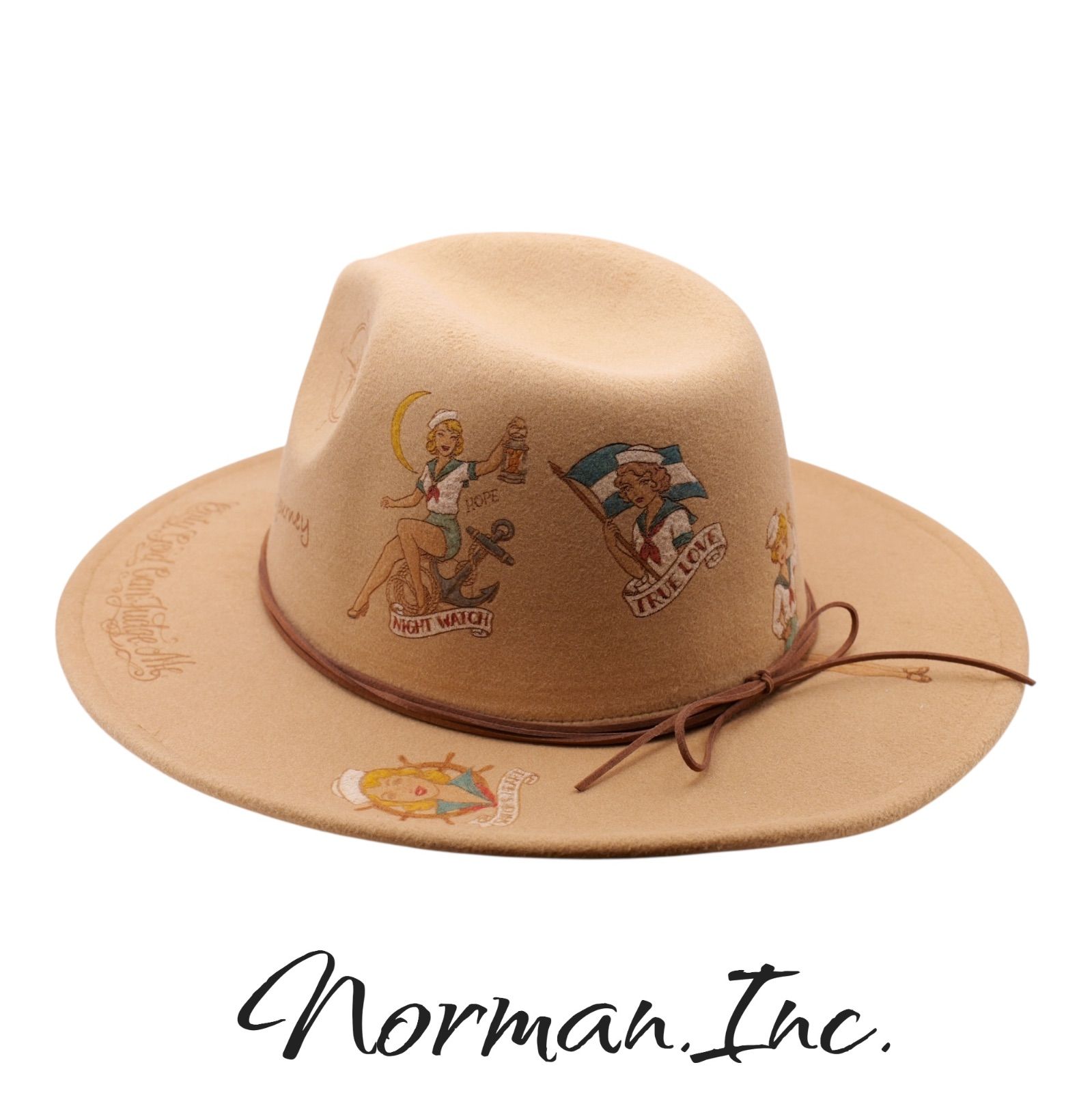 中折れハット　メンズ　ハット　帽子　タトゥー　アメカジ　ストカジ　キャメル　L 中折れハット ソフトハット メンズ 紳士 ハット 帽子 タトゥー