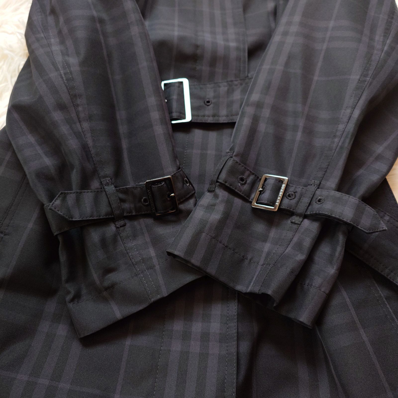 バーバリーロンドン ステンカラーコート ウール ノバチェック ベルト 黒 9 バーバリーロンドン ステンカラーコート ウール ノバチェック ベルト 黒 9