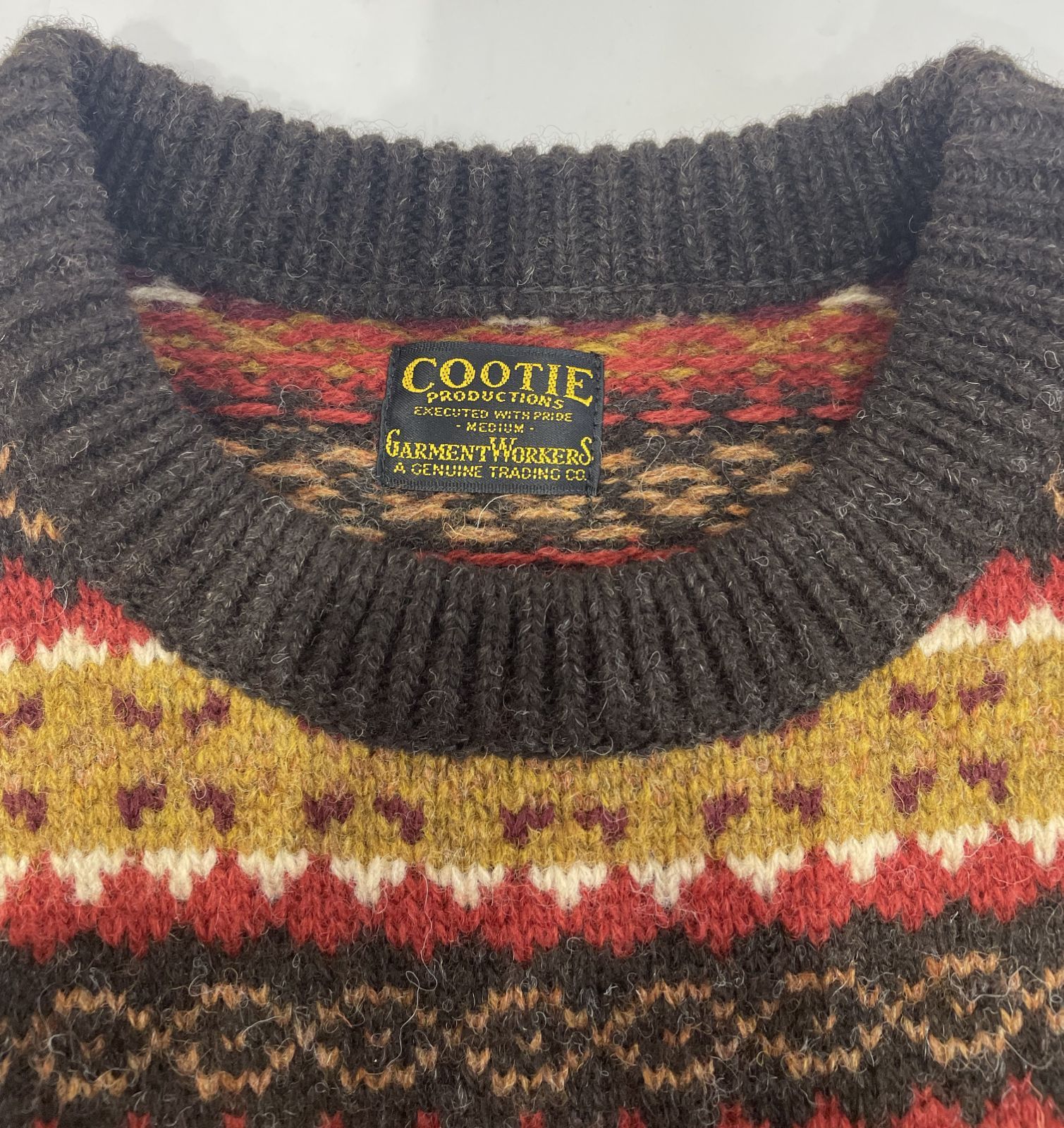 美中古 クーティー 総柄 セーター Mサイズ ウール100％ cootie 