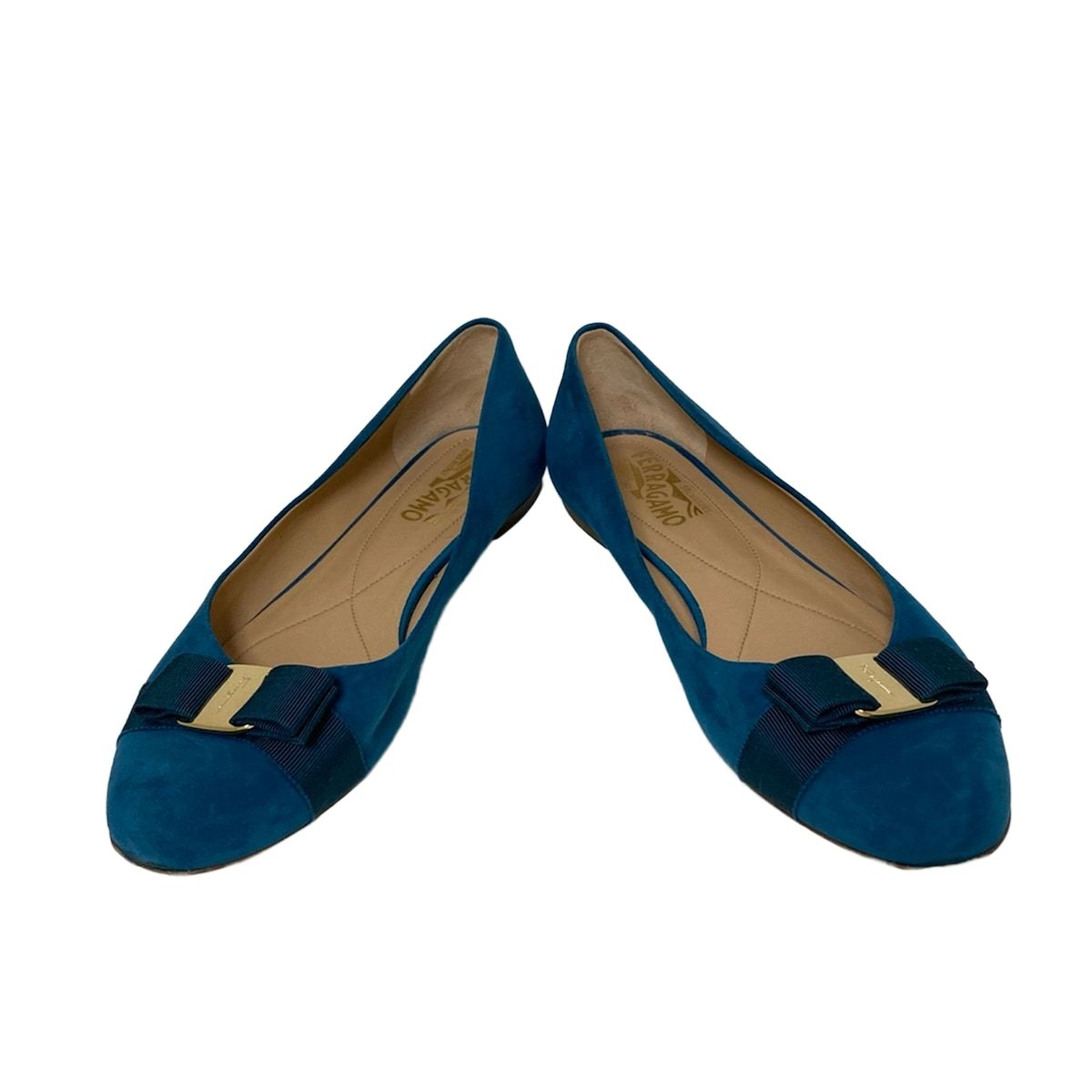 Ferragamo ネイビー フラットシューズ Salvatore Ferragamo ネイビー フラットシューズ - メルカリ