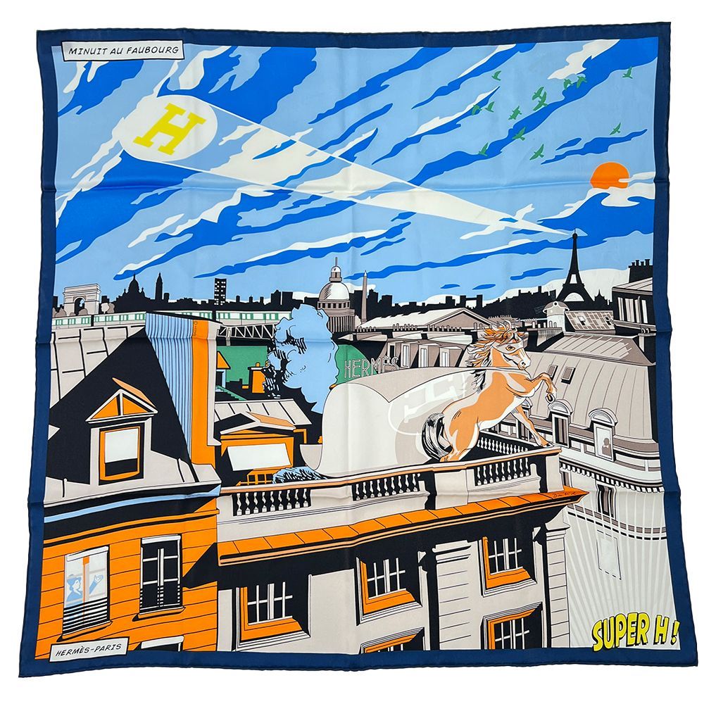 極美品】エルメス HERMES カレ70 MINUIT AU FAUBOURG ミニュイ・オー