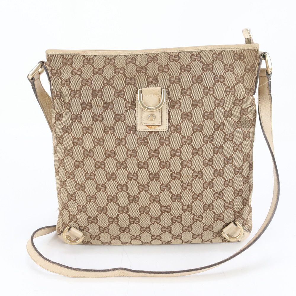 美品 グッチ GGキャンバス アビー 131326 レザー ショルダーバッグ