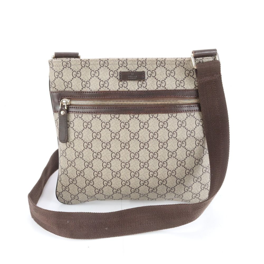 美品 グッチ GGスプリーム 295257 レザー ショルダーバッグ 斜め掛け