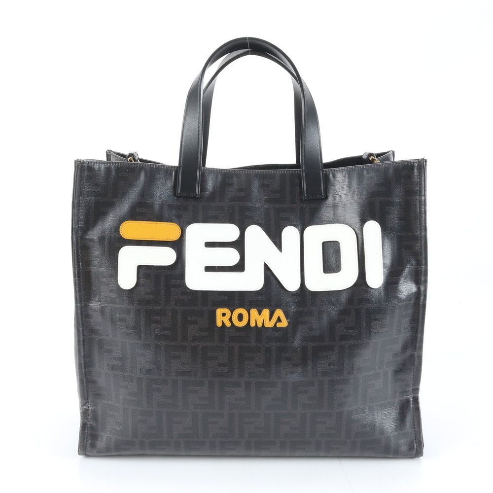 Fendi 　イタリア製　ズッカ柄　ブラック トートバッグ 極美品 フェンディ ズッカ 8BH357 レザー トート バッグ ショルダー