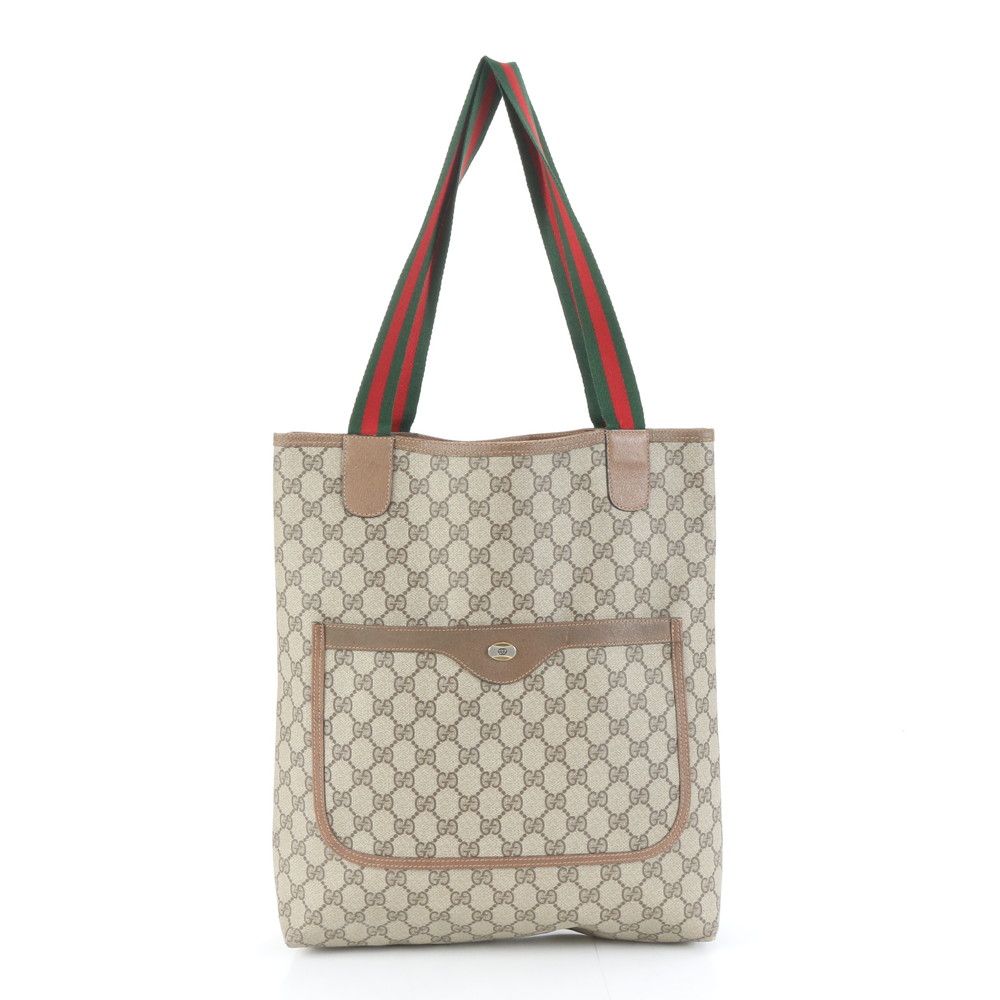 美品 グッチ GGスプリーム シェリー ライン 39 02 003 レザー トート