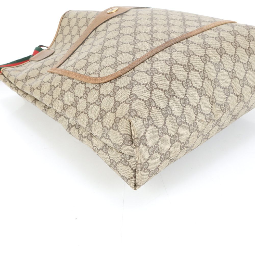 美品 グッチ GGスプリーム シェリー ライン レザー トート バッグ