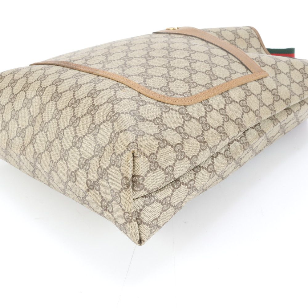 美品 グッチ GGスプリーム シェリー ライン レザー トート バッグ