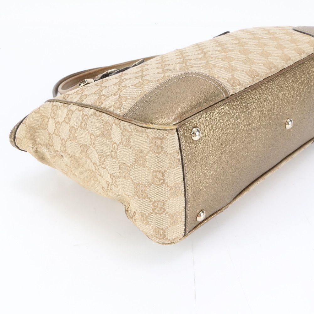 極美品 グッチ GGキャンバス プリンシー 177052 レザー トート バッグ