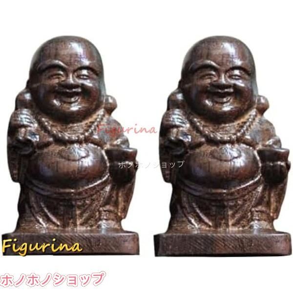 布袋様 置物 木製 2個セット 七福神風 金運 開運 インテリア - メルカリ