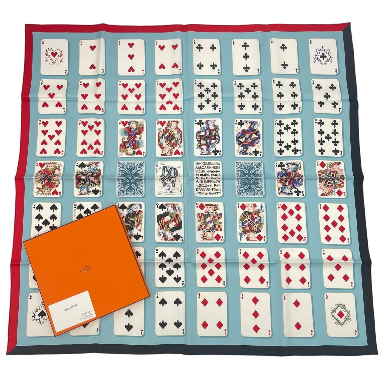 新品同様 HERMES エルメス カレ90 スカーフ シルク Jeu de Cartes