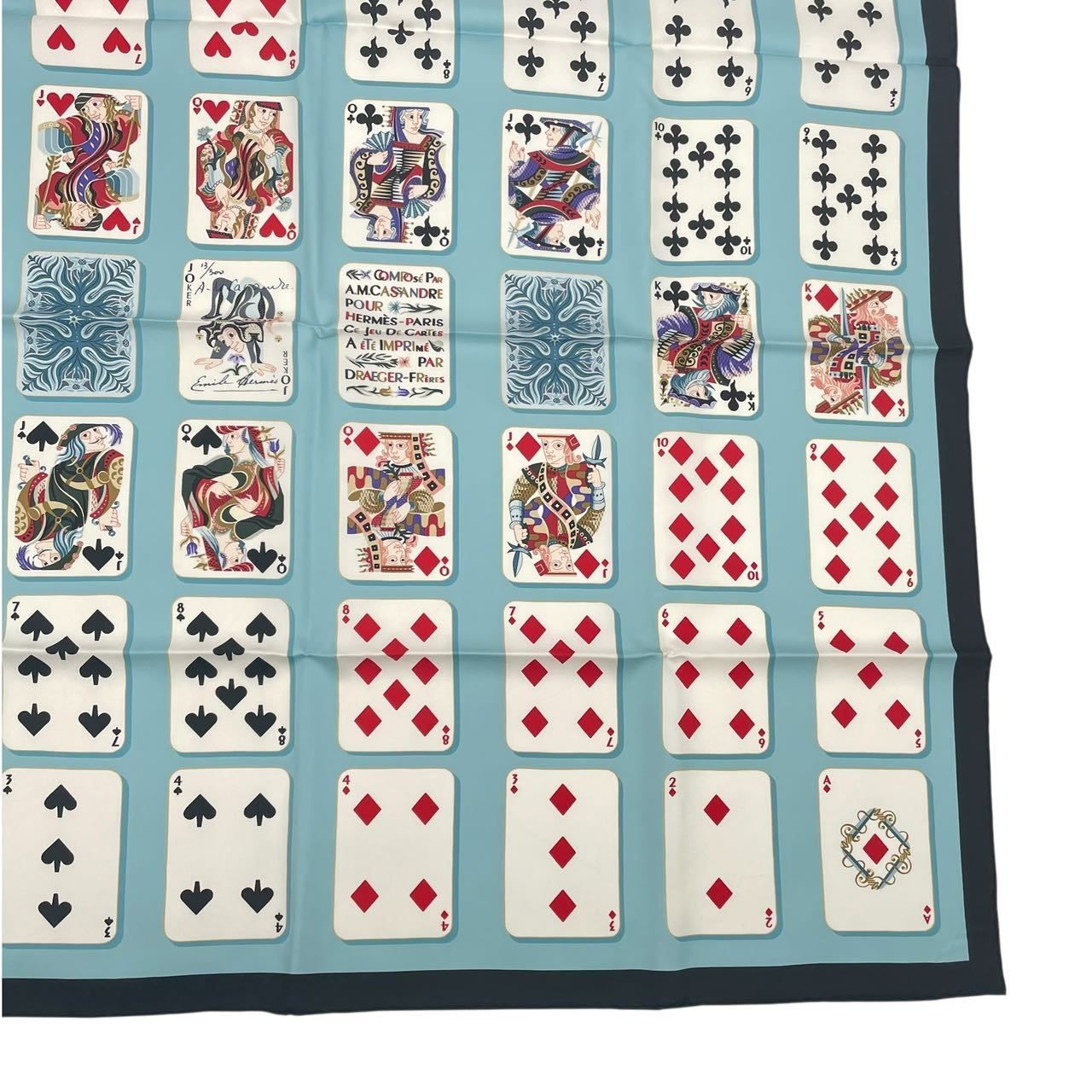 新品同様 HERMES エルメス カレ90 スカーフ シルク Jeu de Cartes