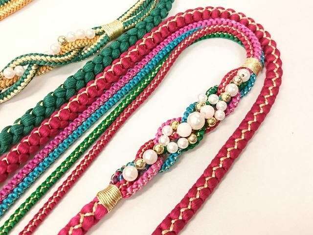 平和屋着物●和装小物　振袖用飾り付き帯締め１０本セット　飾り結び　金糸　切り房　逸品　未使用　CAAX8052ju 平和屋着物▽和装小物 帯締め3本セット 振袖用 飾り付き パール 金糸