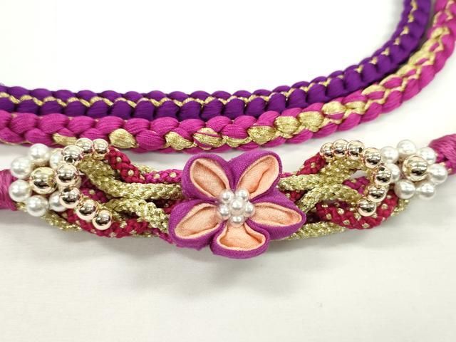 平和屋着物▽和装小物 帯締め2本セット 振袖用 飾り付き つまみ細工