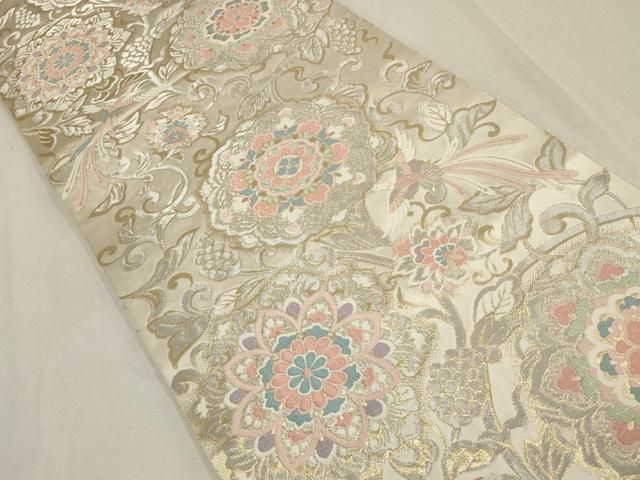 平和屋着物▽西陣 服部織物謹製 六通柄袋帯 鳳凰花唐草文 金銀糸 正絹