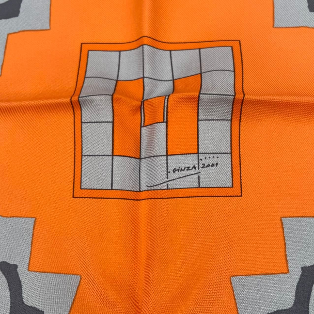 新品同様 HERMES エルメス スカーフ シルク カレ90 銀座店オープン記念