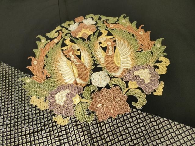 超美品❇️総刺繍　中国三大刺繍　スワトウ刺繍　 比翼仕立て　５つ紋　フルセット 平和屋着物▽中国三大刺繍 スワトウ刺繍 汕頭刺繍 黒留袖 作家物