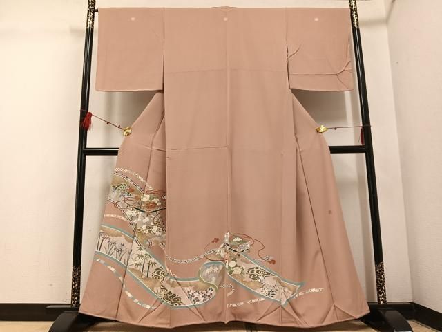 平和屋着物□豪華色留袖 作家物 駒刺繍 花文箱絵巻文 金彩 正絹 逸品