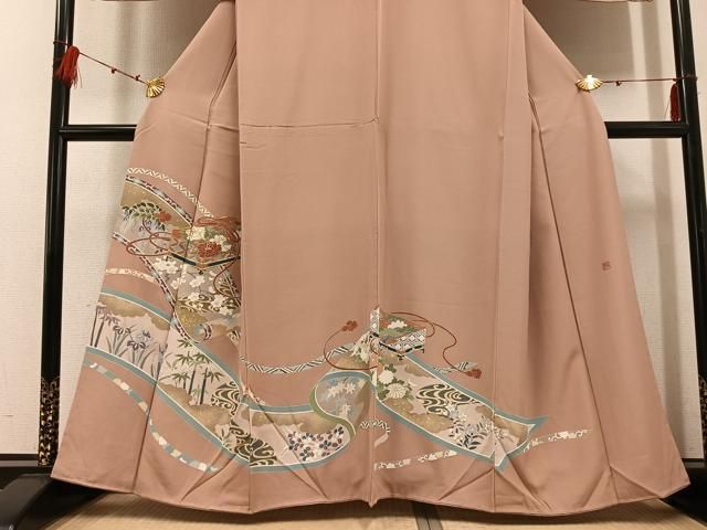 平和屋着物□豪華色留袖 作家物 駒刺繍 花文箱絵巻文 金彩 正絹 逸品