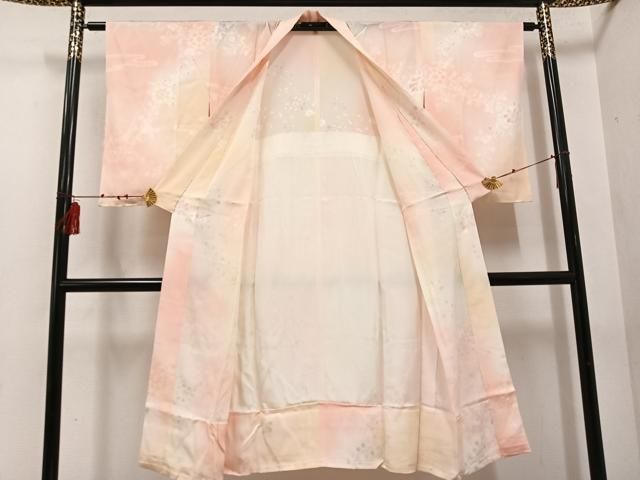 平和屋着物□長襦袢 無双仕立て 草花文 暈し染め 正絹 逸品 AABF2473ph