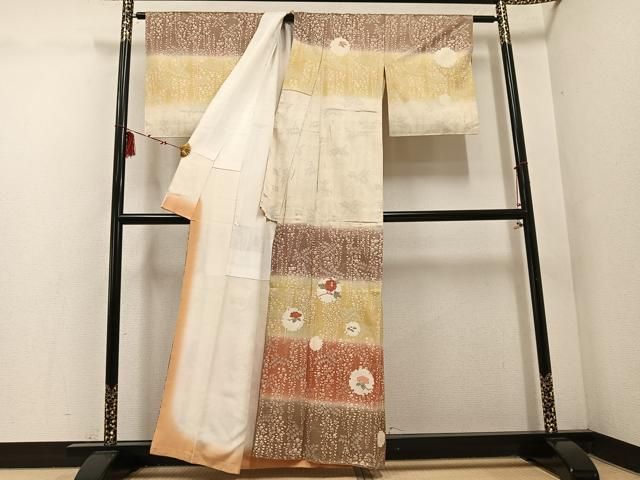 平和屋着物□訪問着 刺繍 雪輪枝花文 暈し染め 正絹 逸品 AABF2474ph