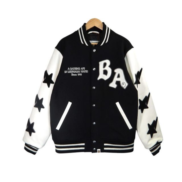 A BATHING APE RELAXED FIT VARSITY JACKET BLACK サイズL