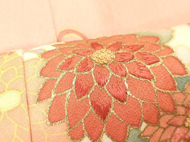 平和屋着物□中国三大刺繍 相良刺繍 訪問着 草花文 暈し染め 金彩 正絹