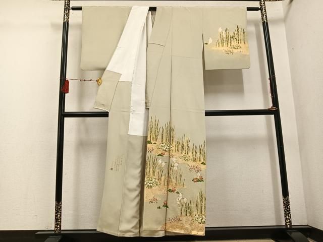 平和屋着物□松尾光琳 訪問着 刺繍 本賊鷺図 金彩 正絹 逸品