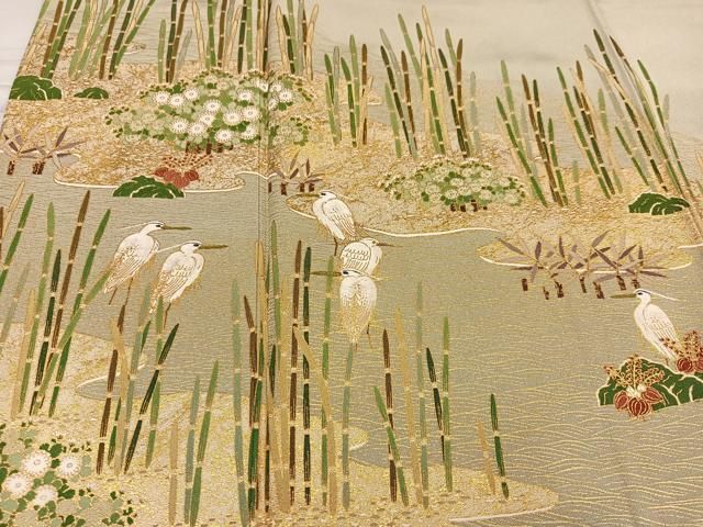 平和屋着物□松尾光琳 訪問着 刺繍 本賊鷺図 金彩 正絹 逸品