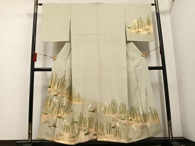 平和屋着物□松尾光琳 訪問着 刺繍 本賊鷺図 金彩 正絹 逸品